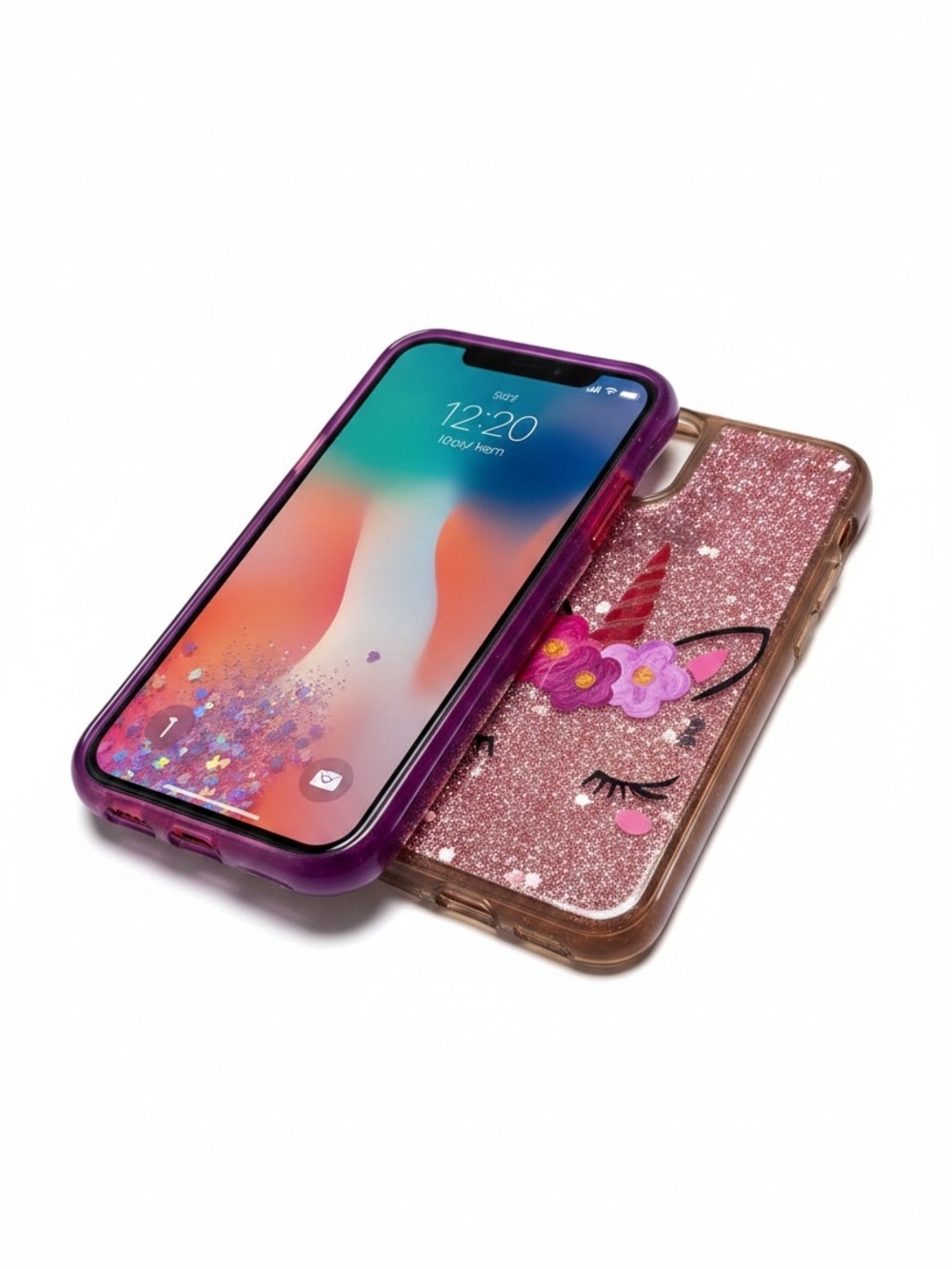 Apple iPhone 11 128GB (Red) with Pink Glitter Unicorn & Purple Glitter Cases
